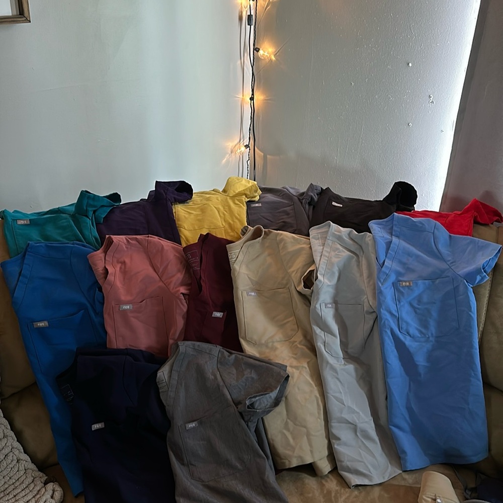 Xs Catarina one pocket fig scrub tops. 14 all together
